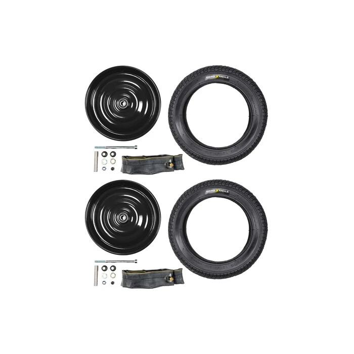 2 Stück 12 1/2 Zoll Felgen Laufrad Scheibenrad Set Schwalbe Reifen 50-203 AV Seifenkiste Schwarz – Bild 2