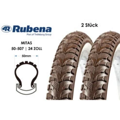 Beyond 2 StĂŒck 24 Zoll Fahrrad Reifen SET 24x1.90 City Bike 50-507 Reflex Streifen Tire