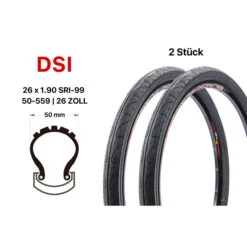 2 Stück 26 Zoll DSI Fahrrad Reifen 54-559 MTB Bike 26x2.125 Old School