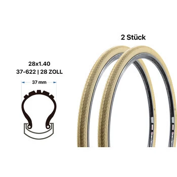 2 StĂŒck 28 Zoll Fahrrad Reifen City Bike 37-622 Mantel Decke 28x1.4 Tire Beige â Bild 3