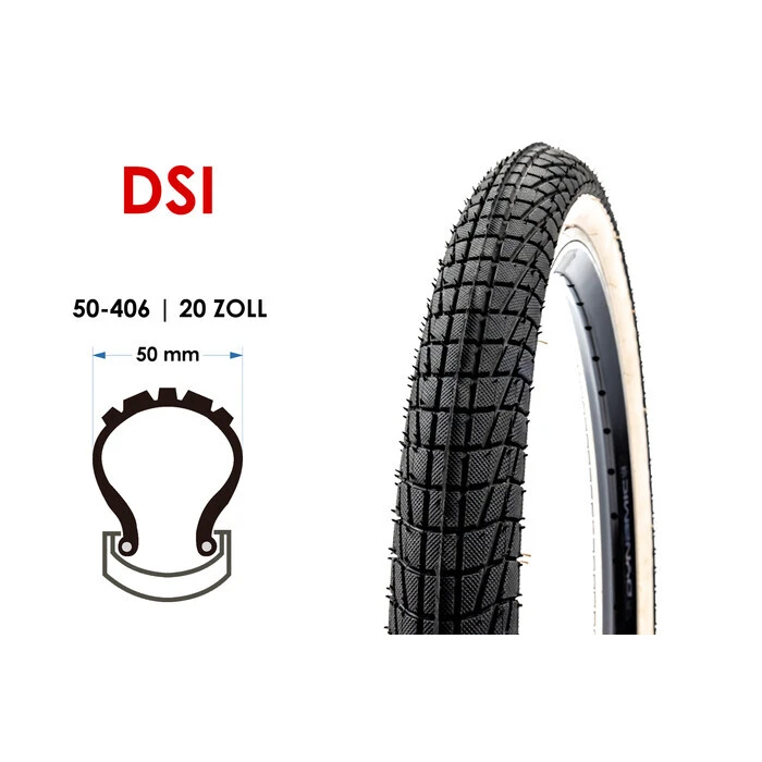 20 Zoll DSI Kinder Fahrrad Reifen 20x2.125 MTB BMX Tire 54-406 Weiss