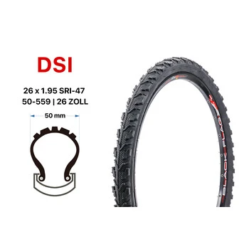 26 Zoll DSI Fahrradreifen 26x1.95 MTB Trekking 50-559 Semislick – Bild 3