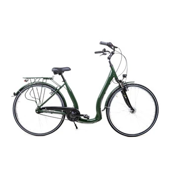 28 Zoll Aluminium City Bike Tiefeinsteiger Fahrrad Shimano 7 Gang Nexus LED Dunkelgrün – Bild 3
