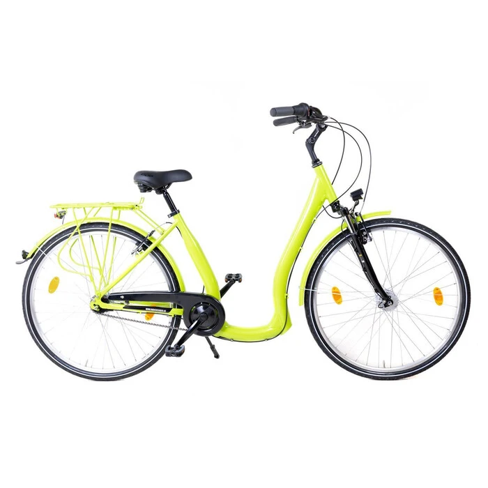 28 Zoll Aluminium City Bike Tiefeinsteiger Fahrrad Shimano 7 Gang Nexus LED Dunkelgrün – Bild 2