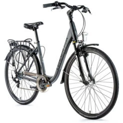 28 Zoll Damen City Bike 7 Gang SHIMANO Nabendynamo Tiefeinsteiger Grau Pulverbeschichtet