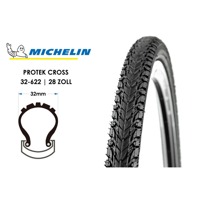 28 Zoll MICHELIN Protek Cross Fahrrad Reifen 37-622 Pannenschutz Mantel Decke Tire Reflexstreifen 700x35 C