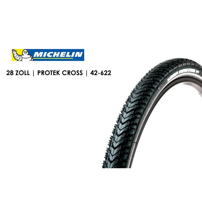 28 Zoll MICHELIN Protek Cross Fahrrad Reifen 37-622 Pannenschutz Mantel Decke Tire Reflexstreifen 700x35 C â Bild 2