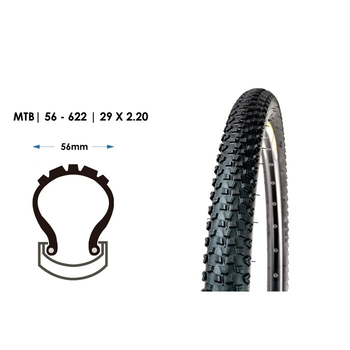 29 Zoll Fahrrad MTB Reifen PACO 29x2.20 Tire 56-622 Schwarz