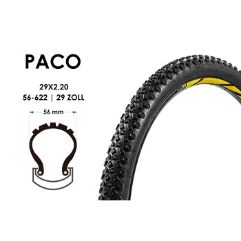 29 Zoll Fahrrad MTB Reifen PACO 29x2.20 Tire 56-622 Schwarz â Bild 3