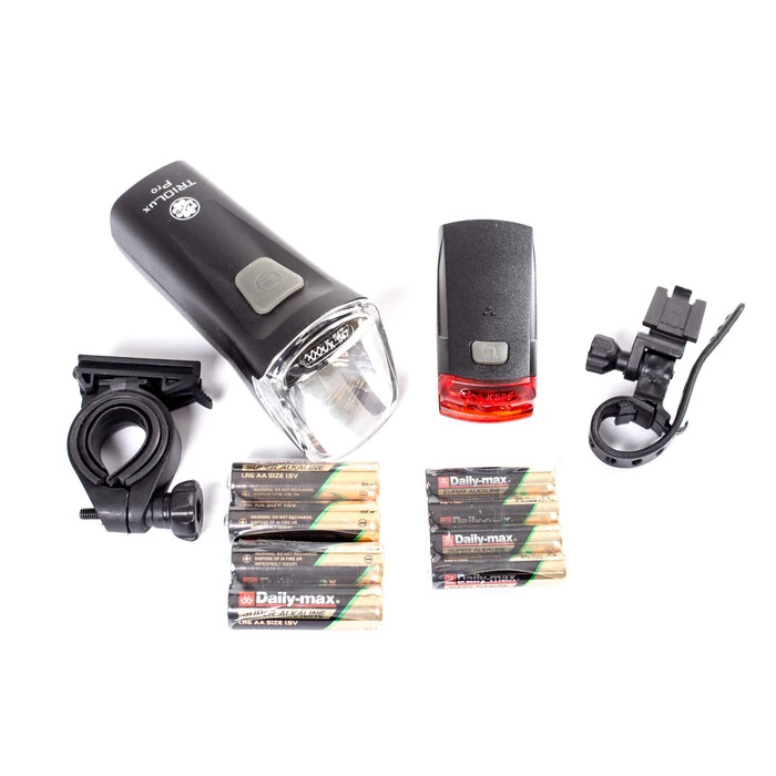 Büchel Boeder Fahrrad Beleuchtung Set Frontlicht Slim LED 12 Lux Rücklicht Mini Halterung