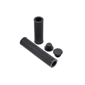 DDK Fahrrad Lenker Griffe 130/90mm Rund Steckgriff Schwarz Mit Endkappen – Bild 3