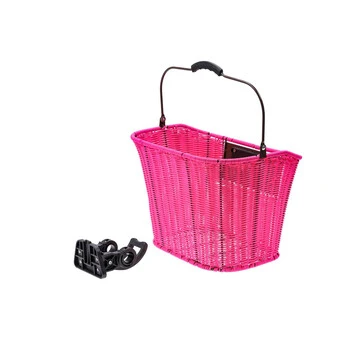 Fahrrad Korb Pink Vorn Rattan Optik – Bild 3