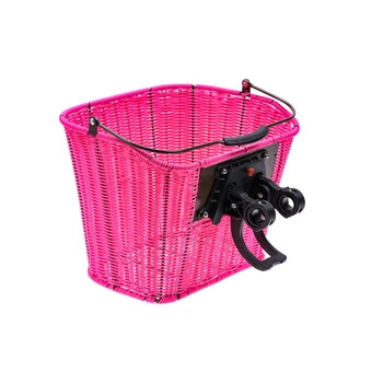 Fahrrad Korb Pink Vorn Rattan Optik – Bild 4