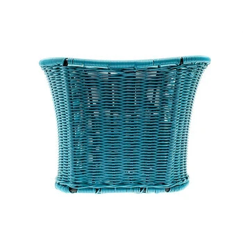 Fahrrad Korb Rattan Look Einkaufskorb Engmaschig Vorn Mit Halter Türkis – Bild 5