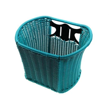 Fahrrad Korb Rattan Look Einkaufskorb Engmaschig Vorn Mit Halter Türkis – Bild 6