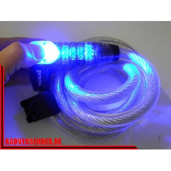 LED FAHRRAD SCHLOSS 180cm X 12mm Sicherheits Spiral Zahlenschloss Transparent – Bild 6