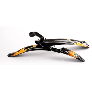 Schutzblechset 26-29 Zoll MTB Fahrrad Schutz Blech Spritzschutz Schwarz Orange V+h – Bild 3